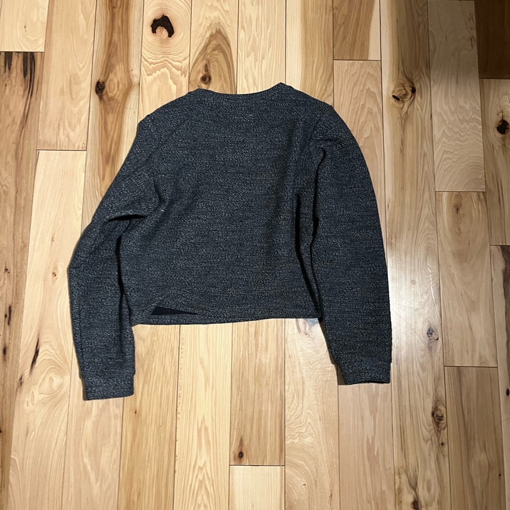 Marine Layer Long Sleeve Top Marled Cropped Organic Cotton Blend Gray Crew Neck - Picture 7 of 7